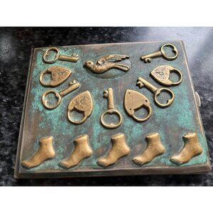 Vtg 1973 Handmade In Tlaquepaque Mexico Metal Cigarette Case One Of A Kind Beaut